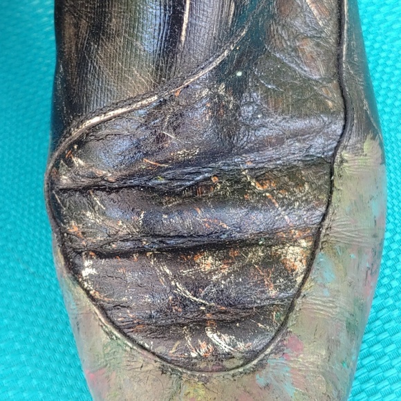 Women's Black Leather Hand Painted Western  Boots - Picture 2 of 8